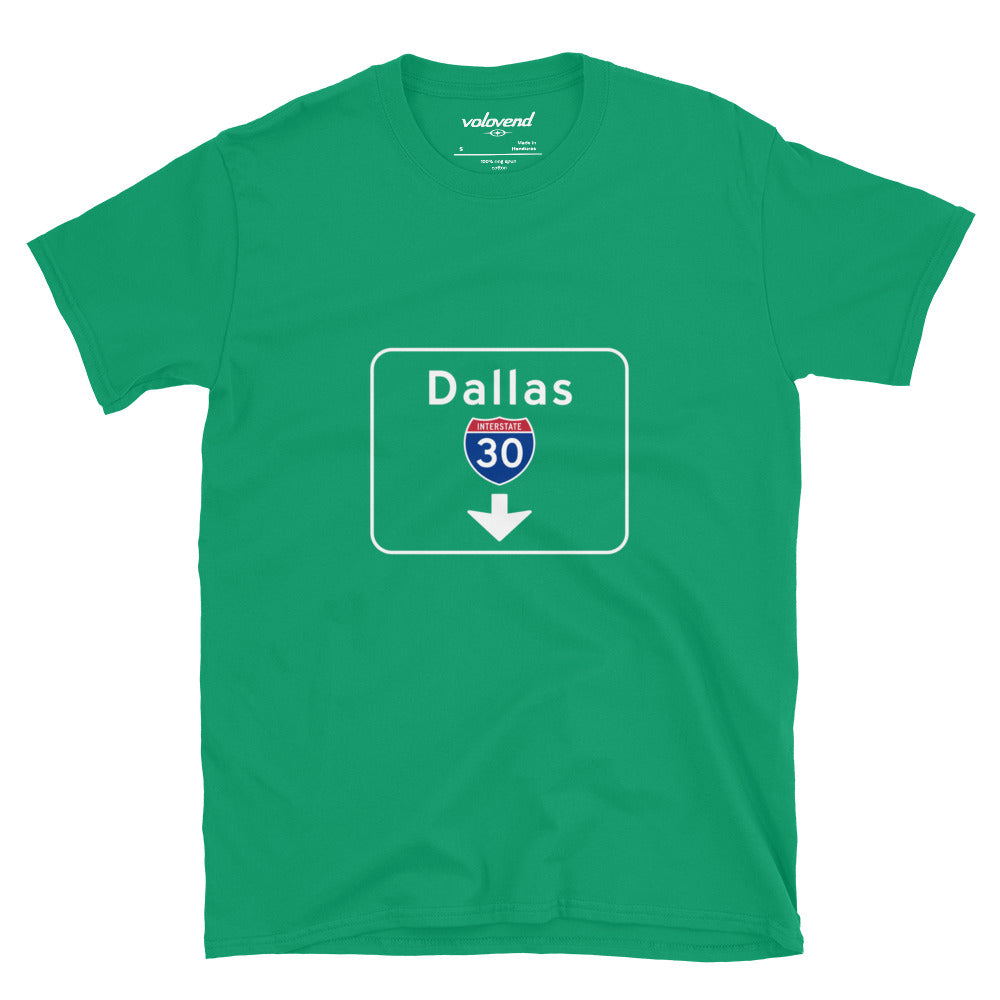 Dallas I-30 interstate highway sign graphic T-shirt