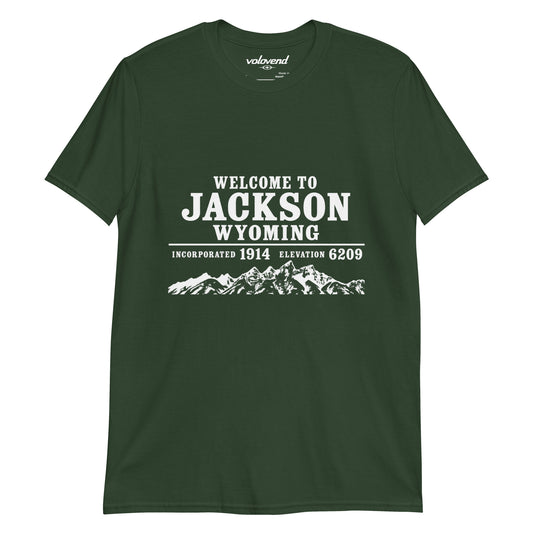 Welcome to Jackson Wyoming mountain graphic T-shirt