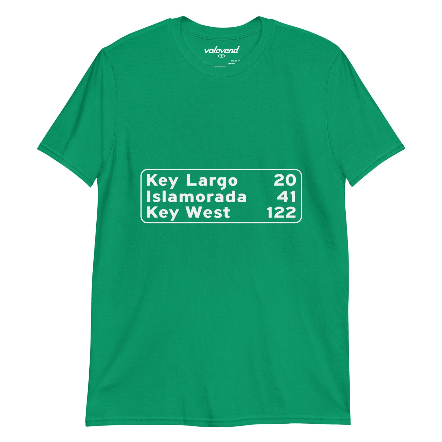 Florida Keys highway sign with Key Largo Islamorada and Key West graphic T-shirt