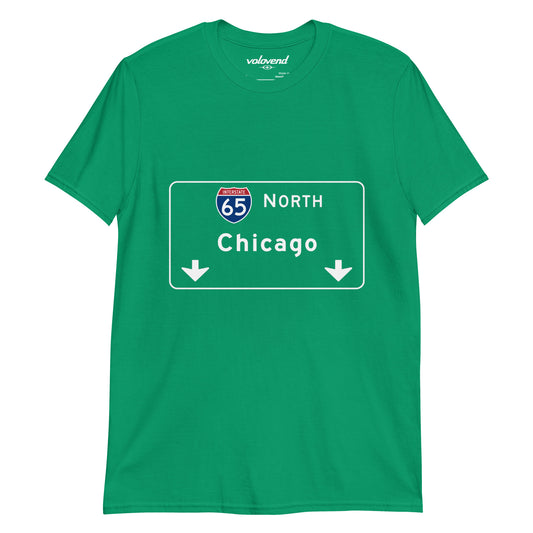 I-65 North Chicago interstate highway sign graphic T-shirt