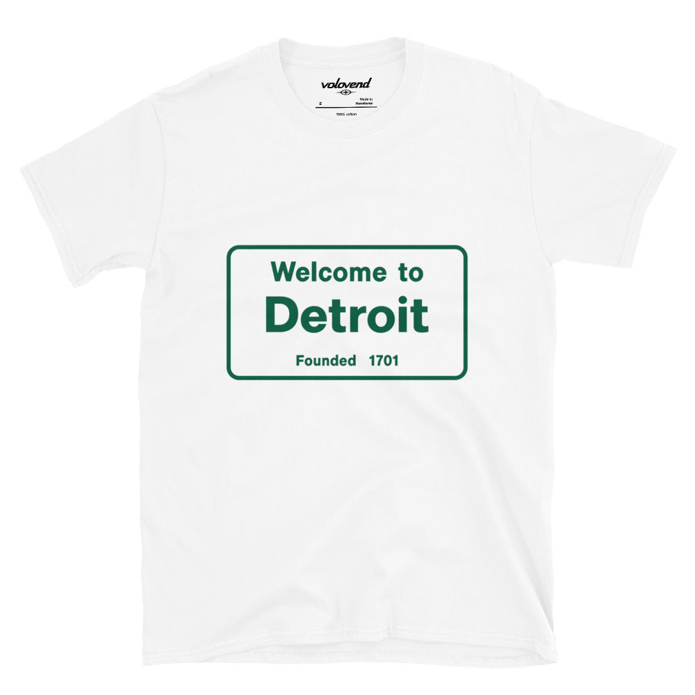 Welcome to Detroit Founded 1701 sign graphic T-shirt